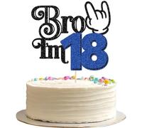 Ephlyn 1Pc Brother I'm 18 Cake Topper Glitter Star Happy 18th Birthday Cake Pick Bro I'm 18 Cake Decoration It's My 18th Birthday Decorations for Boys Cheers to 18 Years Old Party Supplies Blue