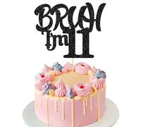 Ephlyn 1Pc Bruh I'm 11 Cake Topper Glitter Happy 11th Birthday Cake Pick Bro I'm 11 It's My 11th Birthday Cake Decoration for Cheers to 11 Years Party Decorations Supplies Black