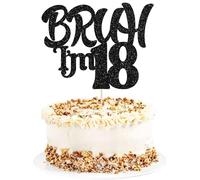 Ephlyn 1Pc Bruh I'm 18 Cake Topper Glitter Happy 18th Birthday Cake Pick Bro I'm 18 It's My 18th Birthday Cake Decoration for Cheers to 18 Years Party Decorations Supplies Black