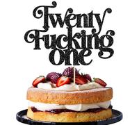 Ephlyn 1Pc Happy 21st Birthday Cake Topper Black Glitter Twenty One Cake Pick Finally 21 Cheers to 21 Years Birthday Cake Decoration for 21st Birthday Anniversary Party Cake Decorations Supplies Black