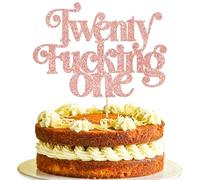 Ephlyn 1Pc Happy 21st Birthday Cake Topper Glitter Twenty One Cake Pick Finally 21 Cheers to 21 Years Cake Decoration for 21st Birthday Anniversary Party Cake Decorations Supplies Rose Gold