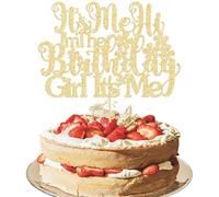 Ephlyn 1Pc It's Me Hi I'm the Birthday Girl It's Me Cake Topper Funny Birthday Cake Decoration for Girls Birthday Party Hip Hop Singer Birthday Party Decorations Gold