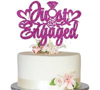 Ephlyn 1Pc Just Engaged Cake Topper Glitter Ring Engagement Cake Topper We're Engaged Cake Decorations for Bridal Shower Engagement Wedding Decoration Party Supplies Purple