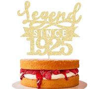 Ephlyn 1Pc Legend Since 1925 Cake Topper Glitter One Hundred Happy 100th Birthday Cake Pick Hello 100 Cheers to 100 Years Party Decoration for 100th Birthday Party Cake Decorations Supplies Gold