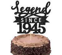 Ephlyn 1Pc Legend Since 1945 Cake Topper Glitter Eighty Happy 80th Birthday Cake Pick Cheers to 80 Years Cake Decoration for 80th Birthday Anniversary Party Decorations Supplies Black