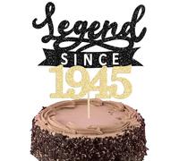 Ephlyn 1Pc Legend Since 1945 Cake Topper Glitter Eighty Happy 80th Birthday Cake Pick Cheers to 80 Years Cake Decoration for 80th Birthday Anniversary Party Decorations Supplies Black Gold