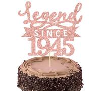 Ephlyn 1Pc Legend Since 1945 Cake Topper Glitter Eighty Happy 80th Birthday Cake Pick Cheers to 80 Years Cake Decoration for 80th Birthday Anniversary Party Decorations Supplies Rose Gold