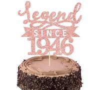 Ephlyn 1Pc Legend Since 1946 Cake Topper Glitter Eighty Happy 80th Birthday Cake Pick Cheers to 80 Years Cake Decoration for 80th Birthday Anniversary Party Decorations Supplies Rose Gold