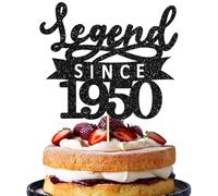 Ephlyn 1Pc Legend Since 1950 Cake Topper Glitter Seventy Five Happy 75th Birthday Cake Pick Hello 75 Cheers to 75 Years Cake Decoration for 75th Birthday Anniversary Party Decorations Supplies Black