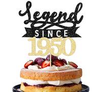 Ephlyn 1Pc Legend Since 1950 Cake Topper Glitter Seventy Five Happy 75th Birthday Cake Pick Hello 75 Cheers to 75 Years Cake Decoration for 75th Birthday Anniversary Party Supplies Black Gold