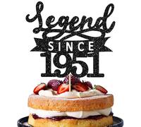 Ephlyn 1Pc Legend Since 1951 Cake Topper Glitter Seventy Five Happy 75th Birthday Cake Pick Hello 75 Cheers to 75 Years Cake Decoration for 75th Birthday Anniversary Party Decorations Supplies Black