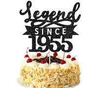 Ephlyn 1Pc Legend Since 1955 Cake Topper Glitter Seventy Happy 70th Birthday Cake Pick Cheers to 70 Years Cake Decoration for 70th Birthday Anniversary Party Decorations Supplies Black