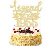 Ephlyn 1Pc Legend Since 1955 Cake Topper Glitter Seventy Happy 70th Birthday Cake Pick Cheers to 70 Years Cake Decoration for 70th Birthday Anniversary Party Decorations Supplies Gold