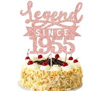 Ephlyn 1Pc Legend Since 1955 Cake Topper Glitter Seventy Happy 70th Birthday Cake Pick Cheers to 70 Years Cake Decoration for 70th Birthday Anniversary Party Decorations Supplies Rose Gold