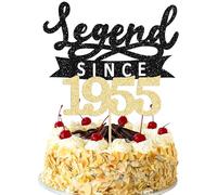 Ephlyn 1Pc Legend Since 1955 Cake Topper Glitter Seventy Happy 70th Birthday Cake Pick Cheers to 70 Years Cake Decoration for 70th Birthday Anniversary Party Decorations Supplies Black Gold