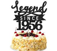 Ephlyn 1Pc Legend Since 1956 Cake Topper Glitter Seventy Happy 70th Birthday Cake Pick Cheers to 70 Years Cake Decoration for 70th Birthday Anniversary Party Decorations Supplies Black