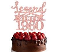 Ephlyn 1Pc Legend Since 1960 Cake Topper Glitter Sixty Five Happy 65th Birthday Cake Pick Hello 65 Cheers to 65 Years Decoration for 65th Birthday Anniversary Party Decorations Supplies Rose Gold