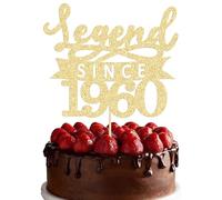 Ephlyn 1Pc Legend Since 1960 Cake Topper Glitter Sixty Five Happy 65th Birthday Cake Pick Hello 65 Cheers to 65 Years Decoration for 65th Birthday Anniversary Party Decorations Supplies Gold