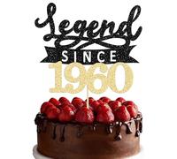 Ephlyn 1Pc Legend Since 1960 Cake Topper Glitter Sixty Five Happy 65th Birthday Cake Pick Hello 65 Cheers to 65 Years Decoration for 65th Birthday Anniversary Party Decorations Supplies Black Gold