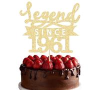 Ephlyn 1Pc Legend Since 1961 Cake Topper Glitter Sixty Five Happy 65th Birthday Cake Pick Hello 65 Cheers to 65 Years Decoration for 65th Birthday Anniversary Party Decorations Supplies Gold