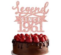 Ephlyn 1Pc Legend Since 1961 Cake Topper Glitter Sixty Five Happy 65th Birthday Cake Pick Hello 65 Cheers to 65 Years Decoration for 65th Birthday Anniversary Party Decorations Supplies Rose Gold