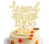 Ephlyn 1Pc Legend Since 1965 Cake Topper Glitter Sixty Happy 60th Birthday Cake Pick Cheers to 60 Years Cake Decoration for 60th Birthday Wedding Anniversary Party Supplies Gold