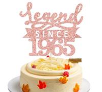 Ephlyn 1Pc Legend Since 1965 Cake Topper Glitter Sixty Happy 60th Birthday Cake Pick Cheers to 60 Years Cake Decoration for 60th Birthday Wedding Anniversary Party Supplies Rose Gold