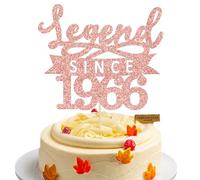 Ephlyn 1Pc Legend Since 1966 Cake Topper Glitter Sixty Happy 60th Birthday Cake Pick Cheers to 60 Years Cake Decoration for 60th Birthday Wedding Anniversary Party Supplies Rose Gold
