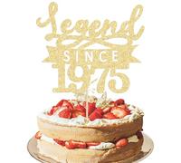 Ephlyn 1Pc Legend Since 1975 Cake Topper Glitter Fifty Happy 50th Birthday Cake Pick Hello 50 Cheers to 50 Years Cake Decoration for 50th Birthday Anniversary Party Decorations Supplies Gold