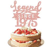 Ephlyn 1Pc Legend Since 1975 Cake Topper Glitter Fifty Happy 50th Birthday Cake Pick Hello 50 Cheers to 50 Years Cake Decoration for 50th Birthday Anniversary Party Decorations Supplies Rose Gold