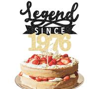 Ephlyn 1Pc Legend Since 1976 Cake Topper Glitter Fifty Happy 50th Birthday Cake Pick Hello 50 Cheers to 50 Years Cake Decoration for 50th Birthday Anniversary Party Decorations Supplies Black Gold
