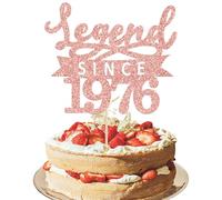 Ephlyn 1Pc Legend Since 1976 Cake Topper Glitter Fifty Happy 50th Birthday Cake Pick Hello 50 Cheers to 50 Years Cake Decoration for 50th Birthday Anniversary Party Decorations Supplies Rose Gold