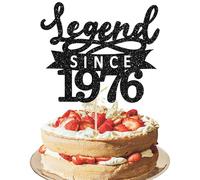 Ephlyn 1Pc Legend Since 1976 Cake Topper Glitter Fifty Happy 50th Birthday Cake Pick Hello 50 Cheers to 50 Years Cake Decoration for 50th Birthday Anniversary Party Decorations Supplies Black