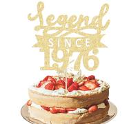 Ephlyn 1Pc Legend Since 1976 Cake Topper Glitter Fifty Happy 50th Birthday Cake Pick Hello 50 Cheers to 50 Years Cake Decoration for 50th Birthday Anniversary Party Decorations Supplies Gold