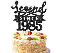 Ephlyn 1Pc Legend Since 1985 Cake Topper Glitter Forty Happy 40th Birthday Cake Pick Hello 40 Cheers to 40 Years Cake Decoration for 40th Birthday Anniversary Party Decorations Supplies Black