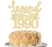 Ephlyn 1Pc Legend Since 1990 Cake Topper Glitter Thirty Five Happy 35th Birthday Cake Pick Hello 35 Cheers to 35 Years Decoration for 35th Birthday Anniversary Party Decorations Supplies Gold