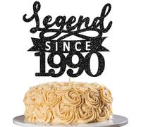 Ephlyn 1Pc Legend Since 1990 Cake Topper Glitter Thirty Five Happy 35th Birthday Cake Pick Hello 35 Cheers to 35 Years Decoration for 35th Birthday Anniversary Party Decorations Supplies Black