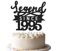 Ephlyn 1Pc Legend Since 1995 Cake Topper Glitter Thirty Happy 30th Birthday Cake Pick Hello 30 Cheers to 30 Years Cake Decoration for 30th Birthday Anniversary Party Decorations Supplies Black