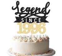 Ephlyn 1Pc Legend Since 1996 Cake Topper Glitter Thirty Happy 30th Birthday Cake Pick Hello 30 Cheers to 30 Years Cake Decoration for 30th Birthday Anniversary Party Decorations Supplies Black Gold