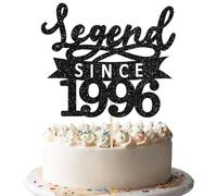 Ephlyn 1Pc Legend Since 1996 Cake Topper Glitter Thirty Happy 30th Birthday Cake Pick Hello 30 Cheers to 30 Years Cake Decoration for 30th Birthday Anniversary Party Decorations Supplies Black