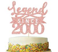 Ephlyn 1Pc Legend Since 2000 Cake Topper Glitter Twenty Five Happy 25th Birthday Cake Pick Hello 25 Cheers to 25 Years Party Decoration for 25th Birthday Anniversary Party Supplies Rose Gold