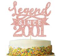 Ephlyn 1Pc Legend Since 2001 Cake Topper Glitter Twenty Five Happy 25th Birthday Cake Pick Hello 25 Cheers to 25 Years Party Decoration for 25th Birthday Anniversary Party Supplies Rose Gold