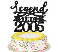 Ephlyn 1Pc Legend Since 2005 Cake Topper Glitter Twenty One Happy 21st Birthday Cake Pick Hello 21 Cheers to 21 Years Party Decoration for 21st Birthday Anniversary Party Decorations Supplies Black