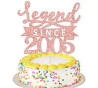 Ephlyn 1Pc Legend Since 2005 Cake Topper Glitter Twenty One Happy 21st Birthday Cake Pick Hello 21 Cheers to 21 Years Party Decoration for 21st Birthday Anniversary Party Supplies Rose Gold
