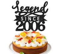 Ephlyn 1Pc Legend Since 2006 Cake Topper Glitter Twenty Happy 20th Birthday Cake Pick Hello 20 Cheers to 20 Years Party Decoration for 20th Birthday Anniversary Party Decorations Supplies Black