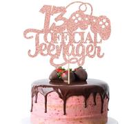 Ephlyn 1Pcs Video Game Happy 13th Birthday Cake Topper Glitter Video Game Cake Pick Game On Controllers Thirteen Cake Decoration for Happy 13th Birthday Party Supplies Rose Gold