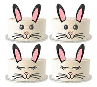 Ephlyn 20 Pack Bunny Cake Topper Cute Rabbit Ears Eyelashes Cake Pick Set for Bunny Rabbit Themed Baby Shower Birthday Party Cake Decorations Supplies