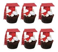 Ephlyn 24 Pack 3D 2025 DIY Graduation Cap Cupcake Toppers and 24Pcs Diploma 2025 Congrats Grad Cupcake Picks with Tassels for School Boys Girls Graduate Party Cake Decorations Supplies Wine Red