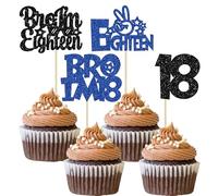 Ephlyn 24Pcs Bro I'm 18 Cupcake Toppers Glitter Boy 18th Birthday Cupcake Pick Decorations for Cheers to Eighteen Years Old Big Brother 18th Birthday Party Supplies
