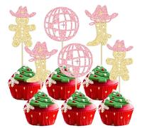 Ephlyn 24Pcs Christmas Gingerbread Man Cupcake Toppers Picks Xmas Holiday Hat Cupcake Picks Merry Christmas Theme Holiday Baby Shower Birthday Party Cake Decorations Supplies Pink